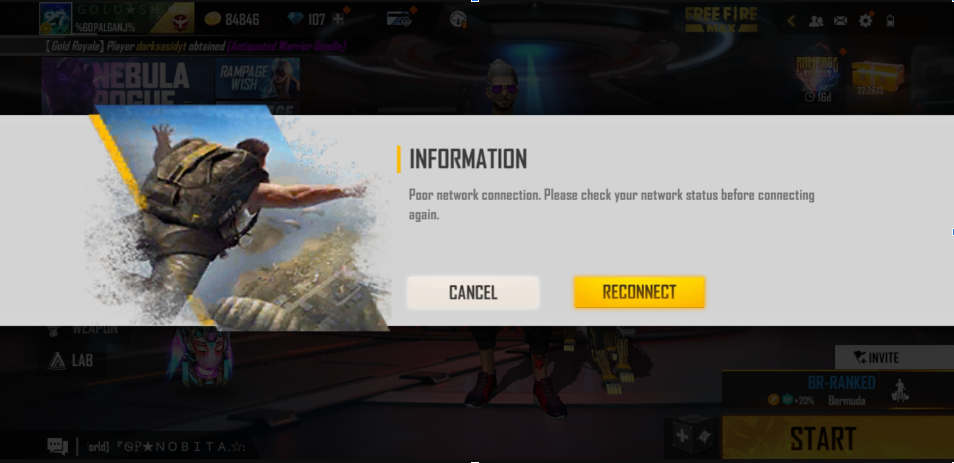 What is Free Fire game account not found error for Advance Server